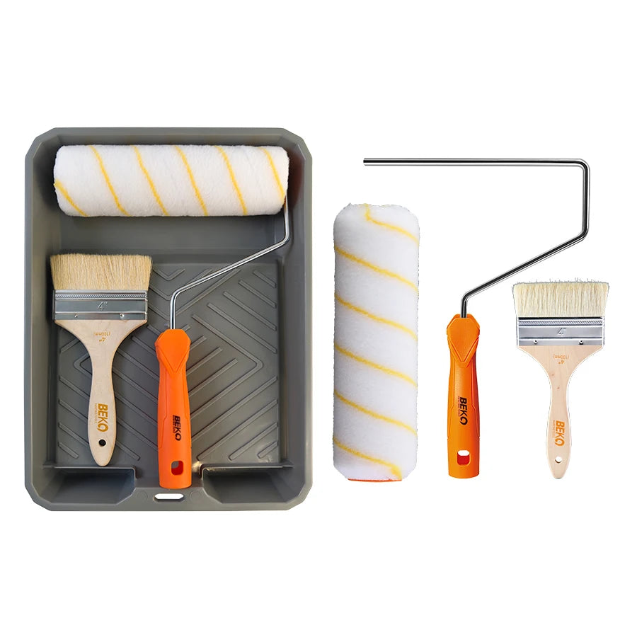9 Inch Latex Paint Roller Brush Set Paint Tray Wool Brush Wall Coating Painting Tools