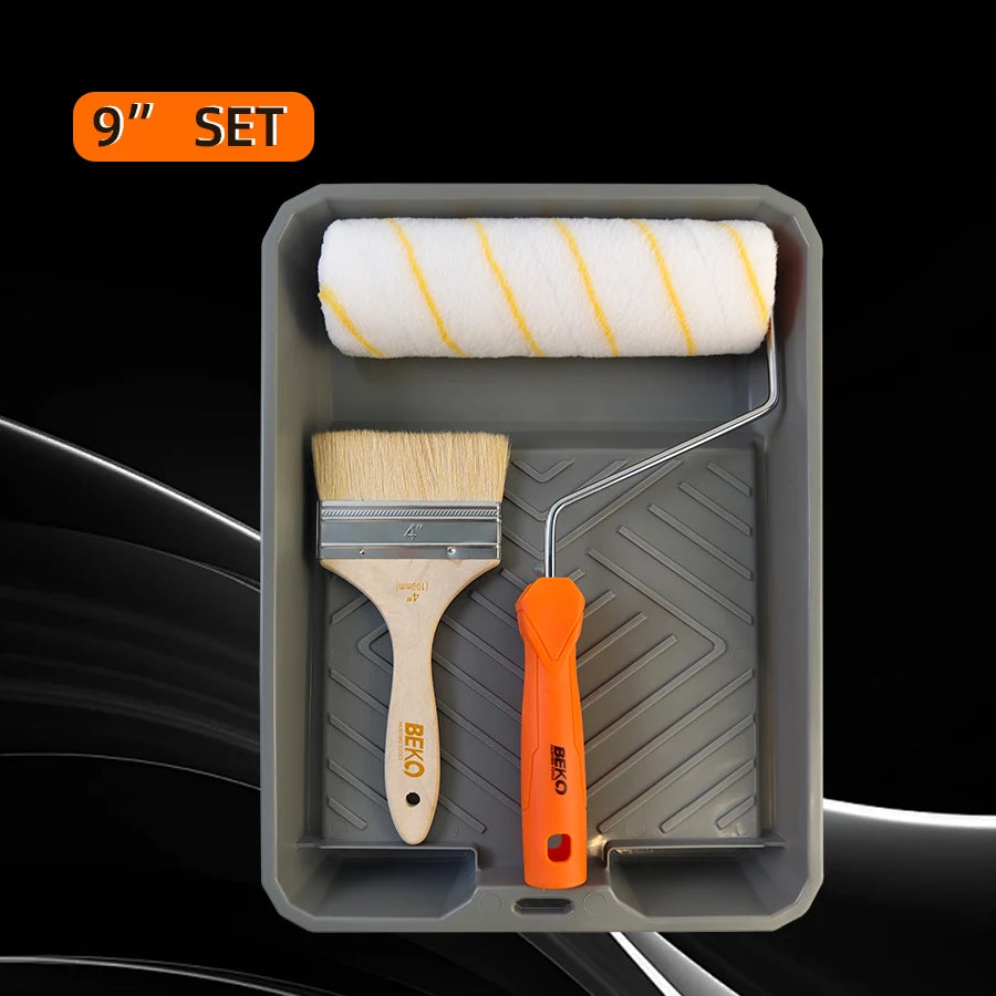 9 Inch Latex Paint Roller Brush Set Paint Tray Wool Brush Wall Coating Painting Tools